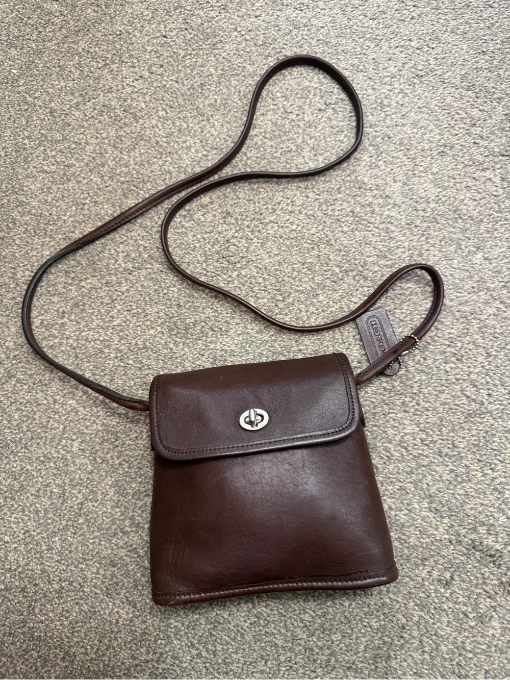 Vintage Coach Tango Flap Leather Small Crossbody Bag in Mahogany code 9049